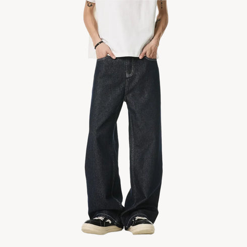 Deep Blue Straight Leg Casual Jeans